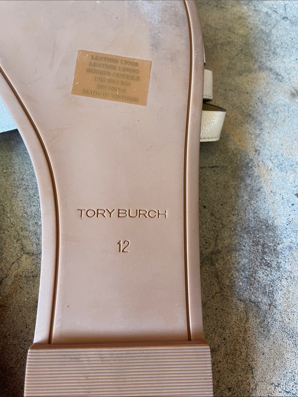 TORY BURCH Women's INES Cream Leather Slide Sandals Size 12 - Picture 8 of 9